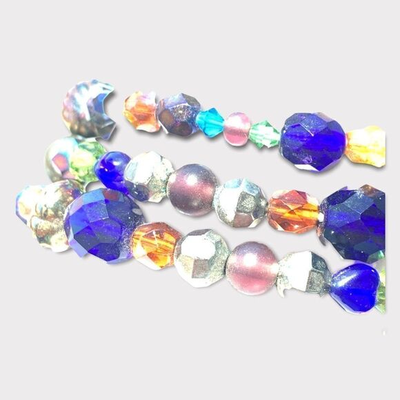 Artist made glass bead bracelet gold vermeil filagree clasp blue-silver-green - Picture 5 of 14